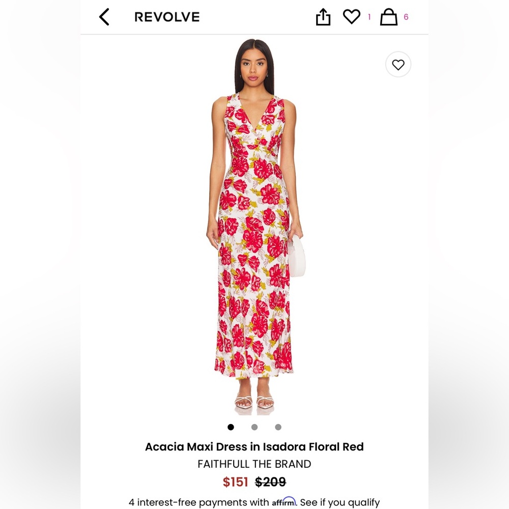 Faithfull the Brand Red and White Sheath Maxi Dress